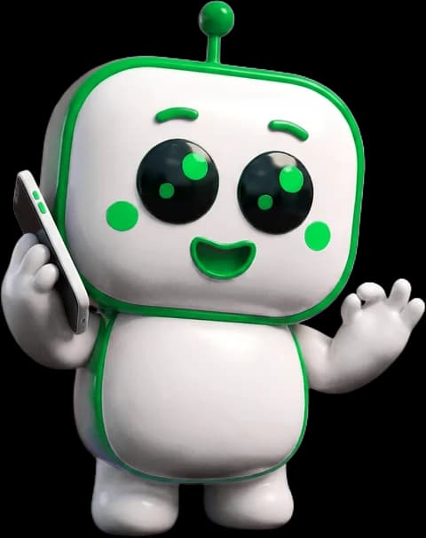 Small robot on the phone, making an OK sign